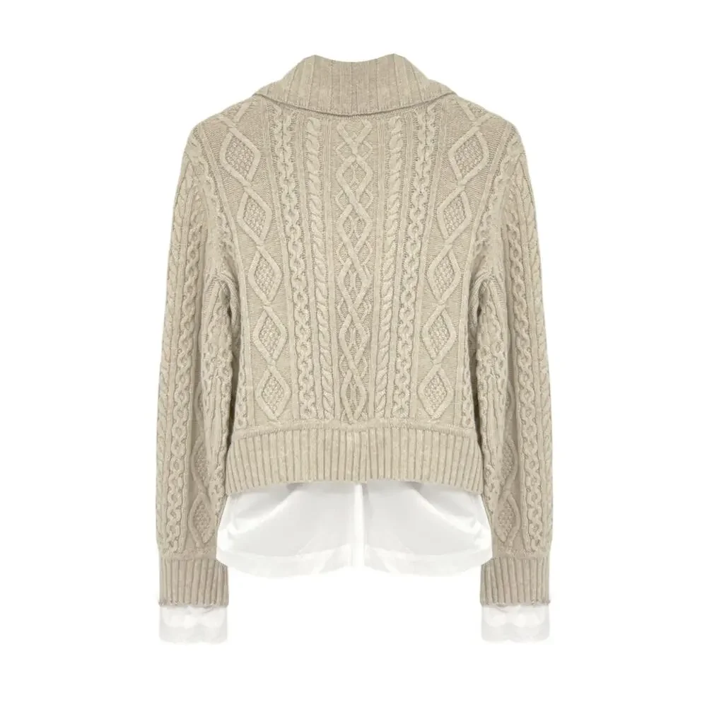 JONATHAN SIMKHAI Davina Patchwork Cardigan Jacket in Bone Multi M - Picture 5 of 12